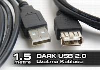 DARK USB 2.0 1.5MT SİYAH UZATMA KABLOSU (DK-CB-USB2EXTL150) - 1